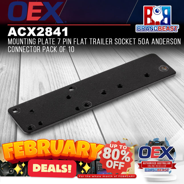 OEX ACX2841 Mounting Plate 7 Pin Flat Trailer Socket 50A Anderson Connector Pack