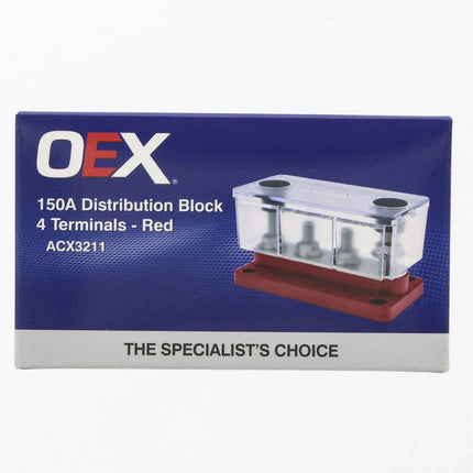 OEX ACX3211 150A Distribution Block 4 Terminals - Red