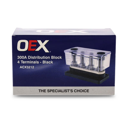 OEX ACX3212 300A Distribution Block 4 Terminals Black