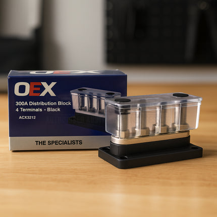 OEX ACX3212 300A Distribution Block 4 Terminals Black