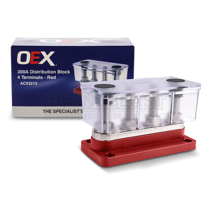 OEX ACX3213 300A Distribution Block 4 Terminals Red