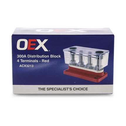 OEX ACX3213 300A Distribution Block 4 Terminals Red