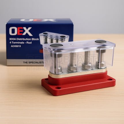 OEX ACX3213 300A Distribution Block 4 Terminals Red