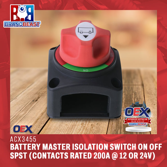 OEX ACX3455 Battery Master / Isolation Switch On - Off - SPST (Contacts Rated 200A @ 12 or 24V)