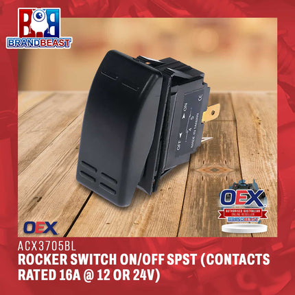 OEX ACX3705BL Rocker Switch On/Off SPST (Contacts Rated 16A @ 12 or 24V)