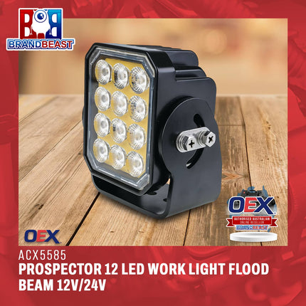 OEX ACX5585 Prospector 12 LED Work Light Flood Beam 12V/24V