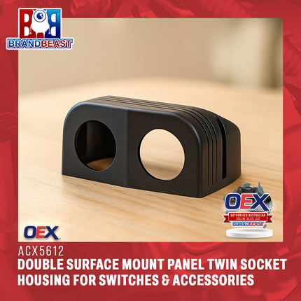 OEX ACX5612 Double Surface Mount Panel Twin Socket Housing for Switches & Accessories
