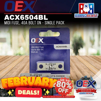 OEX ACX6504BL Midi Fuse, 40A Bolt On - Single Pack