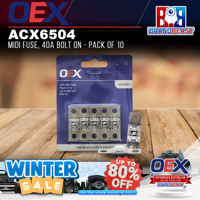 OEX ACX6504 Midi Fuse, 40A Bolt On - Pack of 10