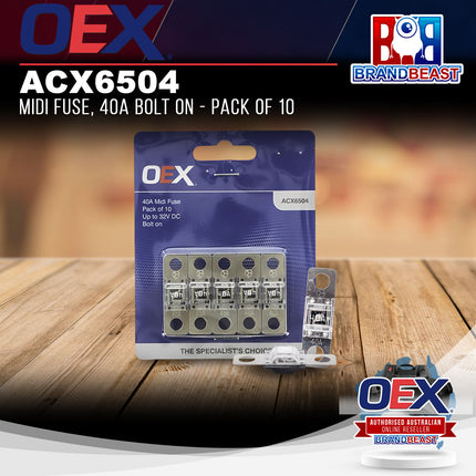 OEX ACX6504 Midi Fuse, 40A Bolt On - Pack of 10