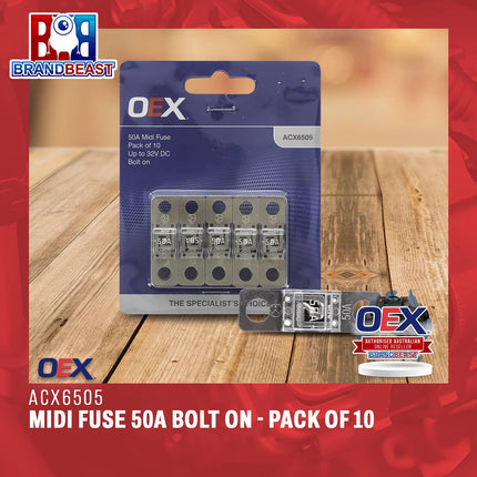 OEX ACX6505 Midi Fuse 50A Bolt On - Pack of 10