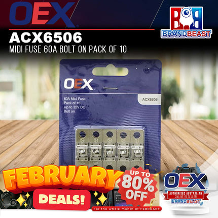 OEX ACX6506 Midi Fuse 60A Bolt On - Pack of 10