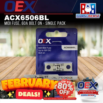 OEX ACX6506BL Midi Fuse, 60A Bolt On - Single Pack