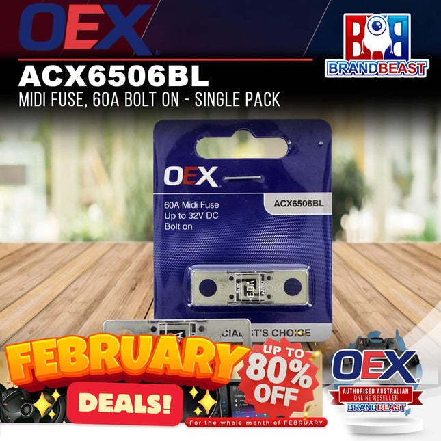 OEX ACX6506BL Midi Fuse, 60A Bolt On - Single Pack