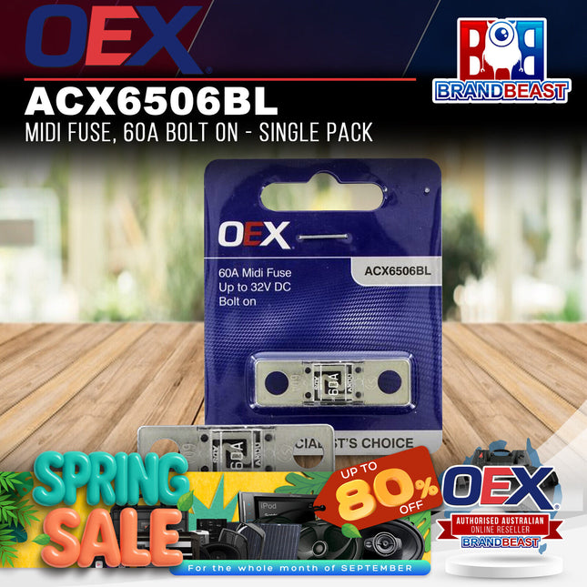 OEX ACX6506BL Midi Fuse, 60A Bolt On - Single Pack
