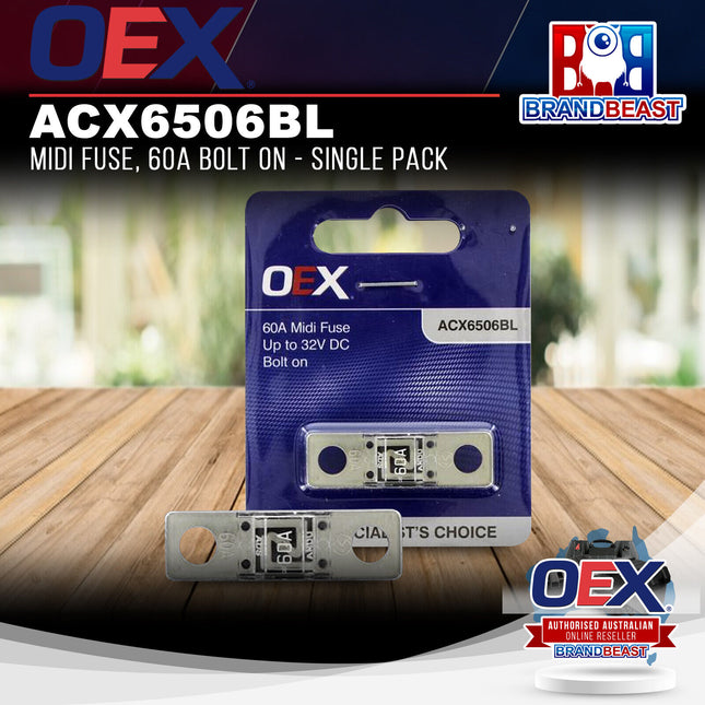 OEX ACX6506BL Midi Fuse, 60A Bolt On - Single Pack