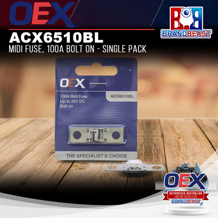 OEX ACX6510BL Midi Fuse, 100A Bolt On - Single Pack