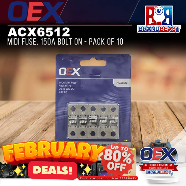 OEX ACX6512 Midi Fuse, 150A Bolt On - Pack of 10