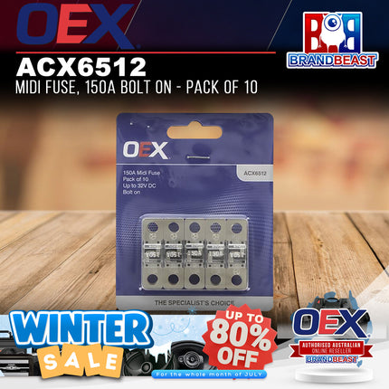 OEX ACX6512 Midi Fuse, 150A Bolt On - Pack of 10