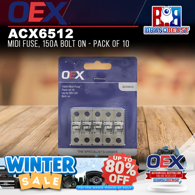 OEX ACX6512 Midi Fuse, 150A Bolt On - Pack of 10