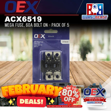 OEX ACX6519 Mega Fuse, 60A Bolt On - Pack of 5