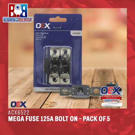 OEX ACX6522 Mega Fuse 125A Bolt On - Pack of 5