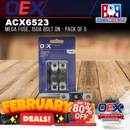 OEX ACX6523 Mega Fuse, 150A Bolt On - Pack of 5