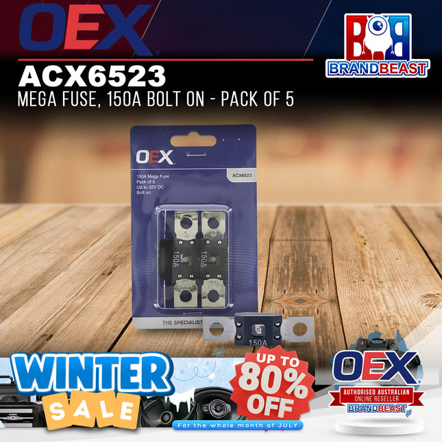 OEX ACX6523 Mega Fuse, 150A Bolt On - Pack of 5