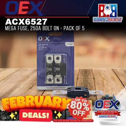 OEX ACX6527 Mega Fuse, 250A Bolt On - Pack of 5