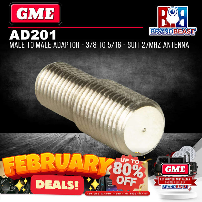 GME AD201 Male To Male Adaptor - 3/8 To 5/16 - Suit 27mhz Antenna