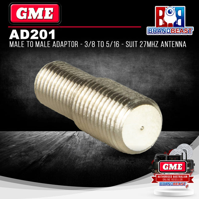 GME AD201 Male To Male Adaptor - 3/8 To 5/16 - Suit 27mhz Antenna