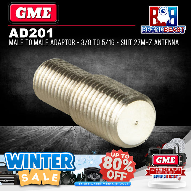 GME AD201 Male To Male Adaptor - 3/8 To 5/16 - Suit 27mhz Antenna