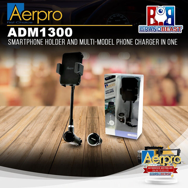 Aerpro ADM1300 Smartphone Holder and Multi-Model Phone Charger in One