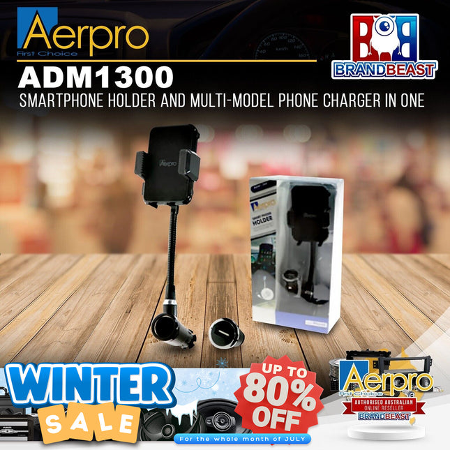 Aerpro ADM1300 Smartphone Holder and Multi-Model Phone Charger in One