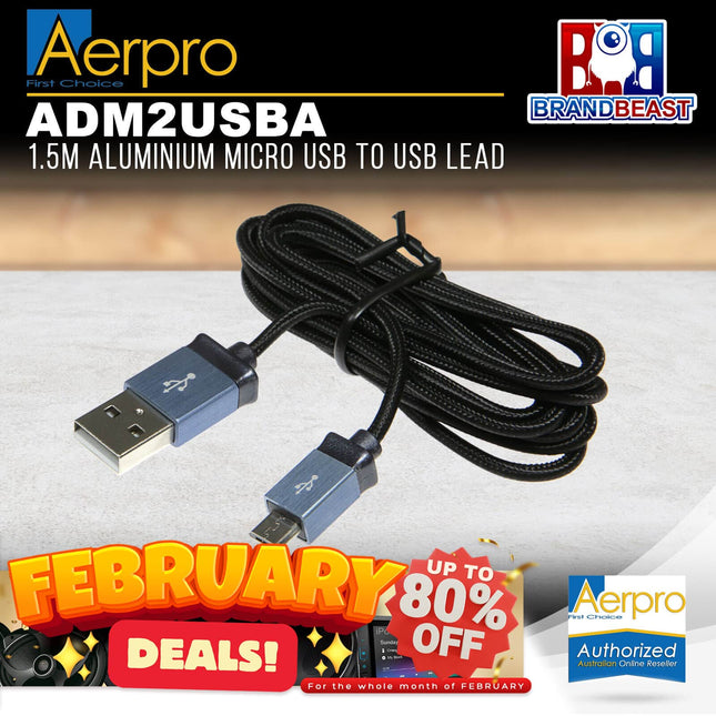 Aerpro ADM2USBA Aluminium Micro USB to USB Lead