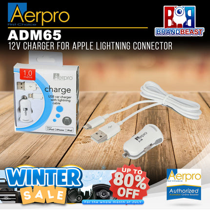 Aerpro ADM65 12V Charger for Apple Lightning Connector
