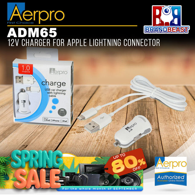 Aerpro ADM65 12V Charger for Apple Lightning Connector