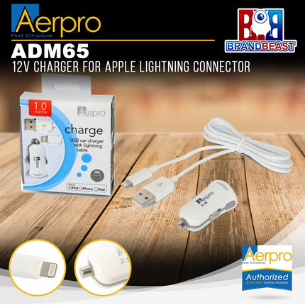 Aerpro ADM65 12V Charger for Apple Lightning Connector