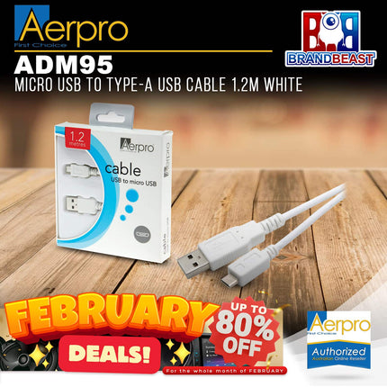 Aerpro ADM95 1.2m USB Micro USB to Type-A USB Cable