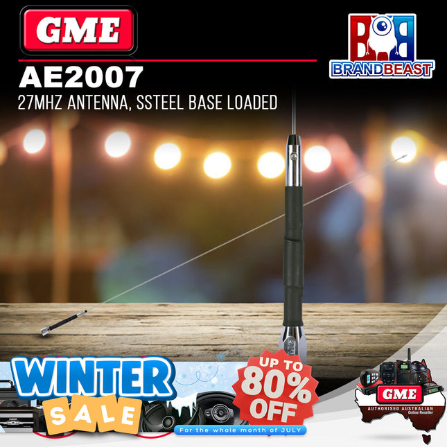 GME AE2007 27mHz Antenna Stainless Steel Base Loaded