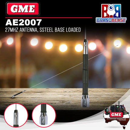 GME AE2007 27mHz Antenna Stainless Steel Base Loaded
