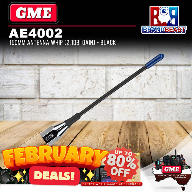 GME AE4002 150mm Antenna Whip (2.1dbi Gain) - Black