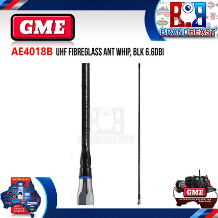 GME AE4018B 640mm Antenna Whip 6.6dbi Gain Black