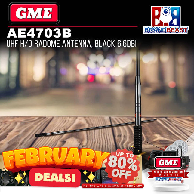 GME AE4703B UHF Heavy Duty Radome Antenna Black 6.6Dbi