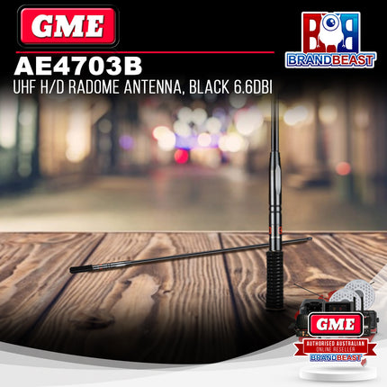 GME AE4703B UHF Heavy Duty Radome Antenna Black 6.6Dbi