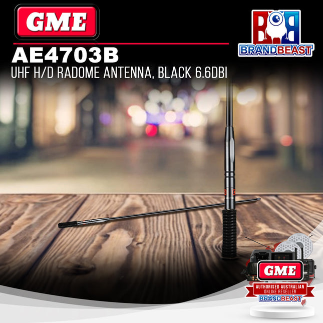 GME AE4703B UHF Heavy Duty Radome Antenna Black 6.6Dbi