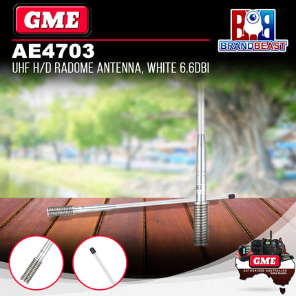 GME AE4703 UHF Heavy Duty Radome Antenna White 6.6Dbi