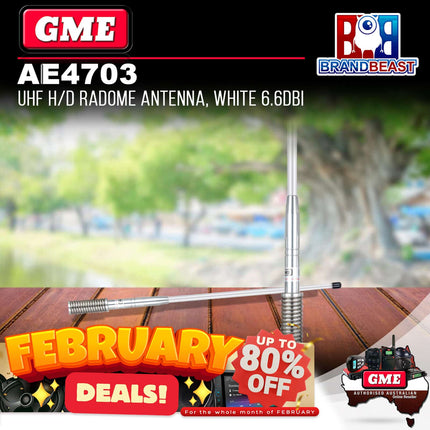 GME AE4703 UHF Heavy Duty Radome Antenna White 6.6Dbi