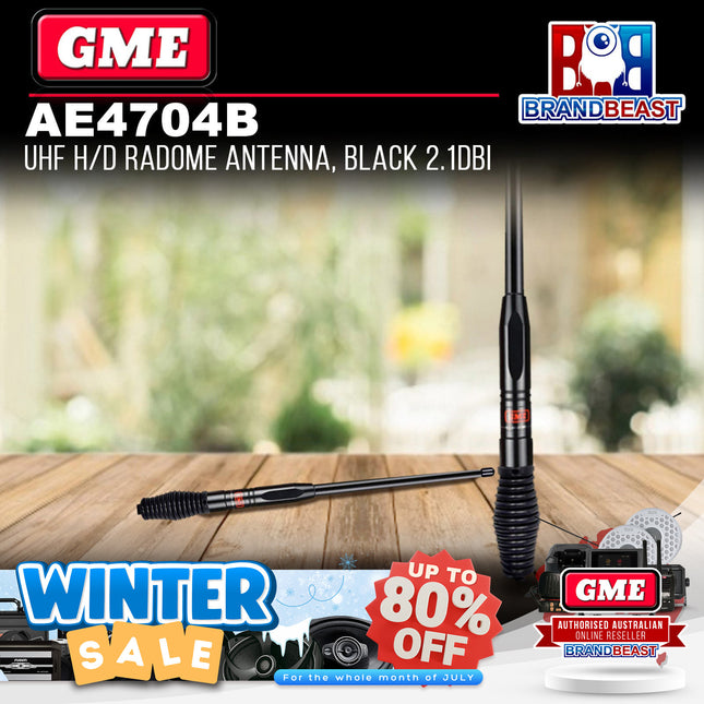 GME AE4704B UHF Heavy Duty Radome Antenna Black 2.1Dbi