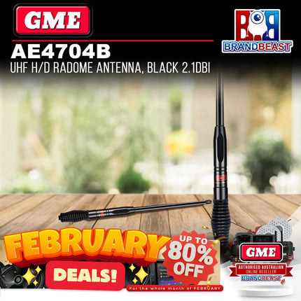 GME AE4704B UHF Heavy Duty Radome Antenna Black 2.1Dbi